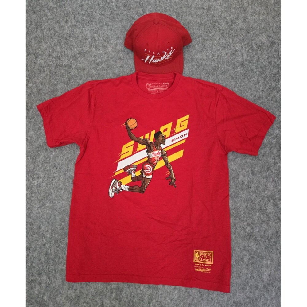 Mitchell & Ness Atlanta Hawks Swag Shop Dominique Wilkins T Shirt Hat Mens Sz L